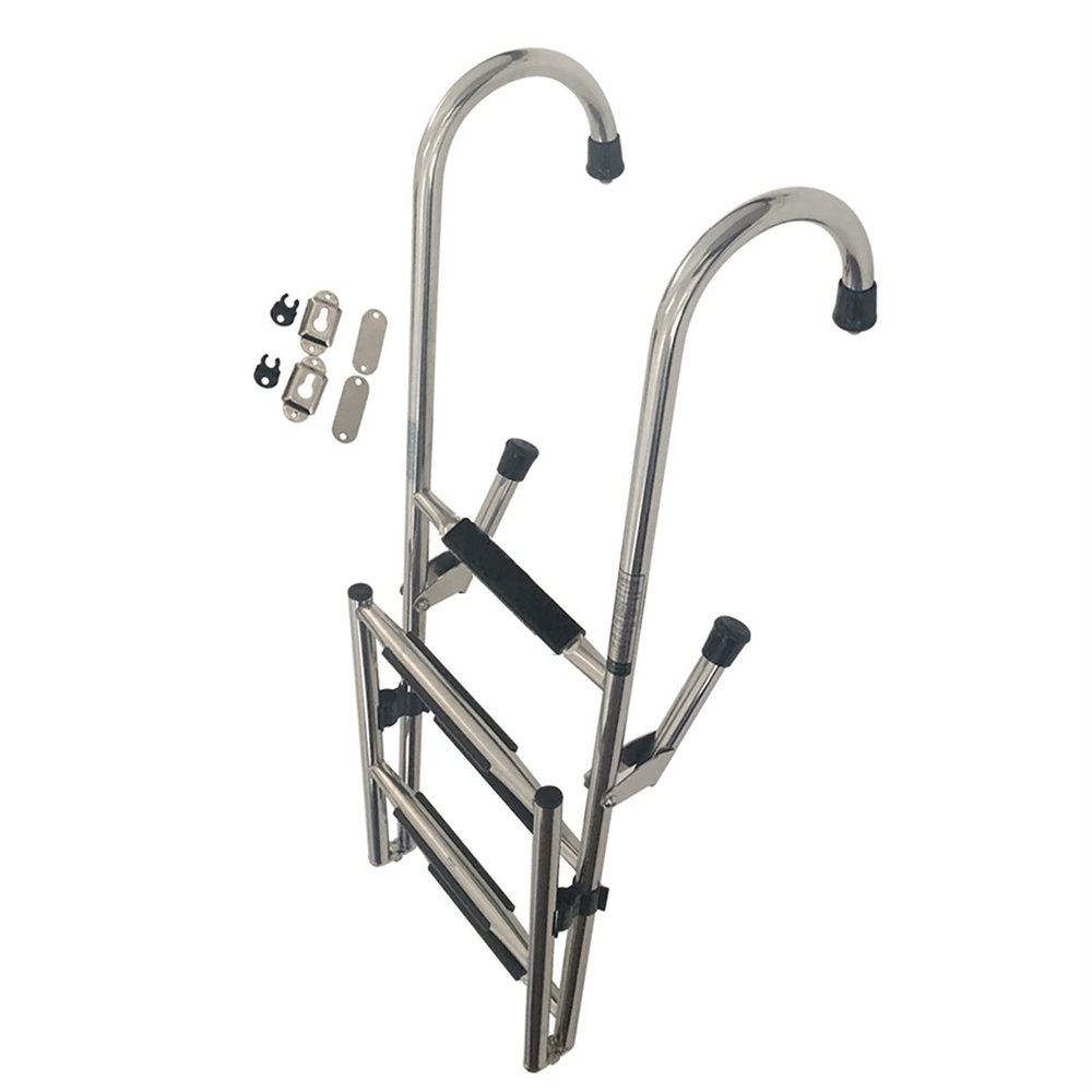 4 5 6 Steps Folding Telescoping Boat Ladder Stainless Steel, Compact Extendable Boarding Ladder for Marine Yacht/Bass Boats, Complete Kits (Size : 4 Step)
