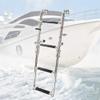 4 Steps Folding Boat Ladder Telescoping Fold Down Ladder for Yacht Ship Deck Ladder Marine Boarding Steps Ladder Stainless Steel 300lbs Easy Storage view 2