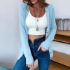 Cropped Cardigan Cardigans Sheer Cardigan Womens Fall Cardigan Lightweight Sky Blue view 2