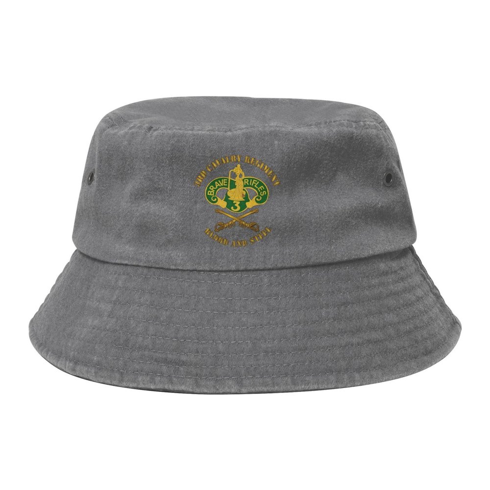 3rd Armored Cavalry Regiment Washed Denim Fisherman Hat Fishing Hat Bucket Hat Cowboy Hat