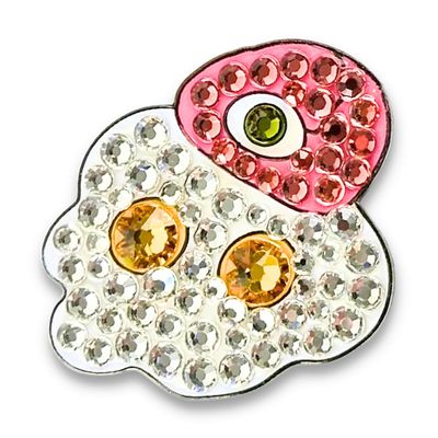 Bonjoc Premium Crystal Golf Ball Marker with Magnetic Hat Clip Ham & Eggs | Perfect Golf Accessories, Golf Gift, and Golf Giveaway for Men Women with add-ons Available!, White, Yellow, Pink