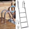 Above Ground Pool Ladder Deck Mount Kit, Telescopic 4 Step Boat Ladder for Boat/Pontoon/Dock, Marine Yacht Stainless Steel Folding Telescoping Rear Entry Inboard Ladders, Loads 150kg (Col view 1