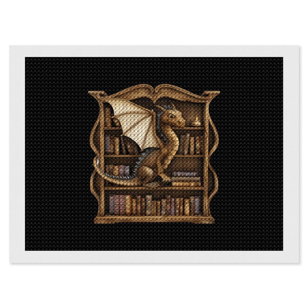World Full Bookworms Be A Book Dragon-1 Diamond Painting Adults Round Diamonds Pictures Crafts Kits for Home Wall Decoration 12"x16"