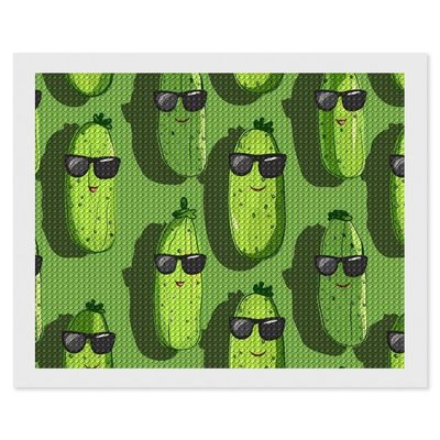 Cute Pickle Printed Diamond Painting Adults Round Diamonds Pictures Crafts Kits for Home Wall Decoration 16"x20"