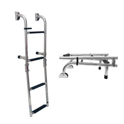 4 Step Foldable Ladder for Swim Pool or Boat, Pontoon Boarding Boat Ladders, for Marine Dock Yacht Boat Ship, Load 200kg