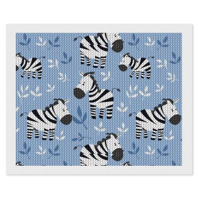 Cartoon Zebra Print Diamond Painting Adults Round Diamonds Pictures Crafts Kits for Home Wall Decoration 16"x20"