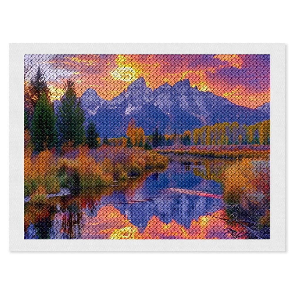 Grand Teton Wyoming Mountains Diamond Painting Adults Round Diamonds Pictures Crafts Kits for Home Wall Decoration 12"x16"