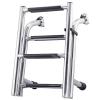 Foldable Stainless Steel Marine Telescoping Ladder 3/4 Step Heavy Duty Wide Steps Swim Deck Pontoon Boat Ladders for Marine Yacht Swimming Pool (Silver 4) view 1