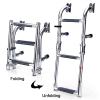 Foldable Stainless Steel Marine Telescoping Ladder 3/4 Step Heavy Duty Wide Steps Swim Deck Pontoon Boat Ladders for Marine Yacht Swimming Pool (Silver 4) view 2