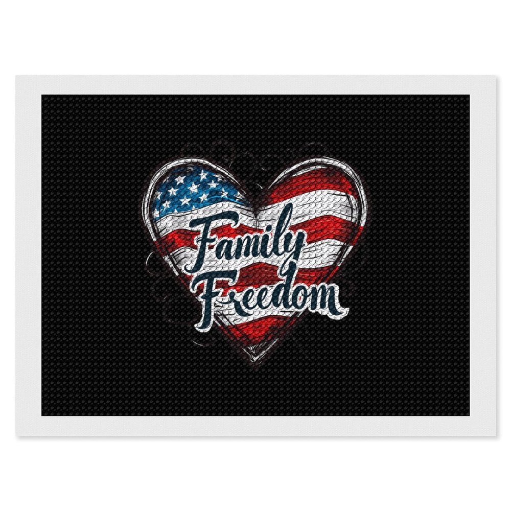 American Flag Family Freedom Diamond Painting Adults Round Diamonds Pictures Crafts Kits for Home Wall Decoration 12"x16"