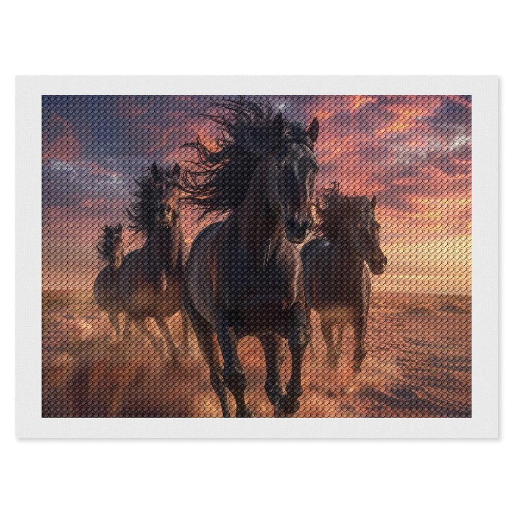 Horse Wild Animal Pattern Diamond Painting Adults Round Diamonds Pictures Crafts Kits for Home Wall Decoration 12"x16"