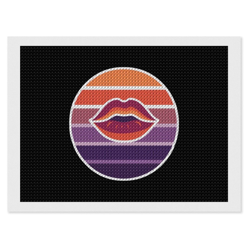 Lipstick Lesbian Flag Diamond Painting Adults Round Diamonds Pictures Crafts Kits for Home Wall Decoration 12"x16"