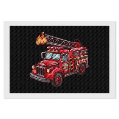 Fire Truck Diamond Painting Adults Round Diamonds Pictures Crafts Kits for Home Wall Decoration 8"x12"