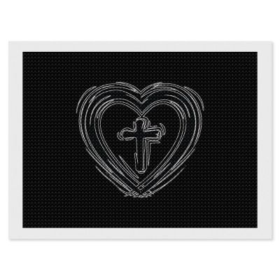 Cross in Heart Christian Diamond Painting Adults Round Diamonds Pictures Crafts Kits for Home Wall Decoration 12"x16"
