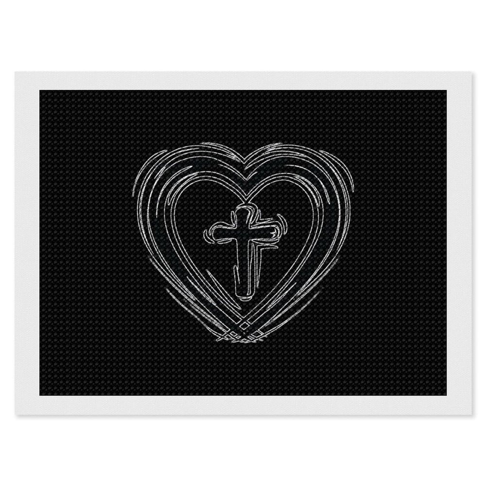 Cross in Heart Christian Diamond Painting Adults Round Diamonds Pictures Crafts Kits for Home Wall Decoration 12"x16"