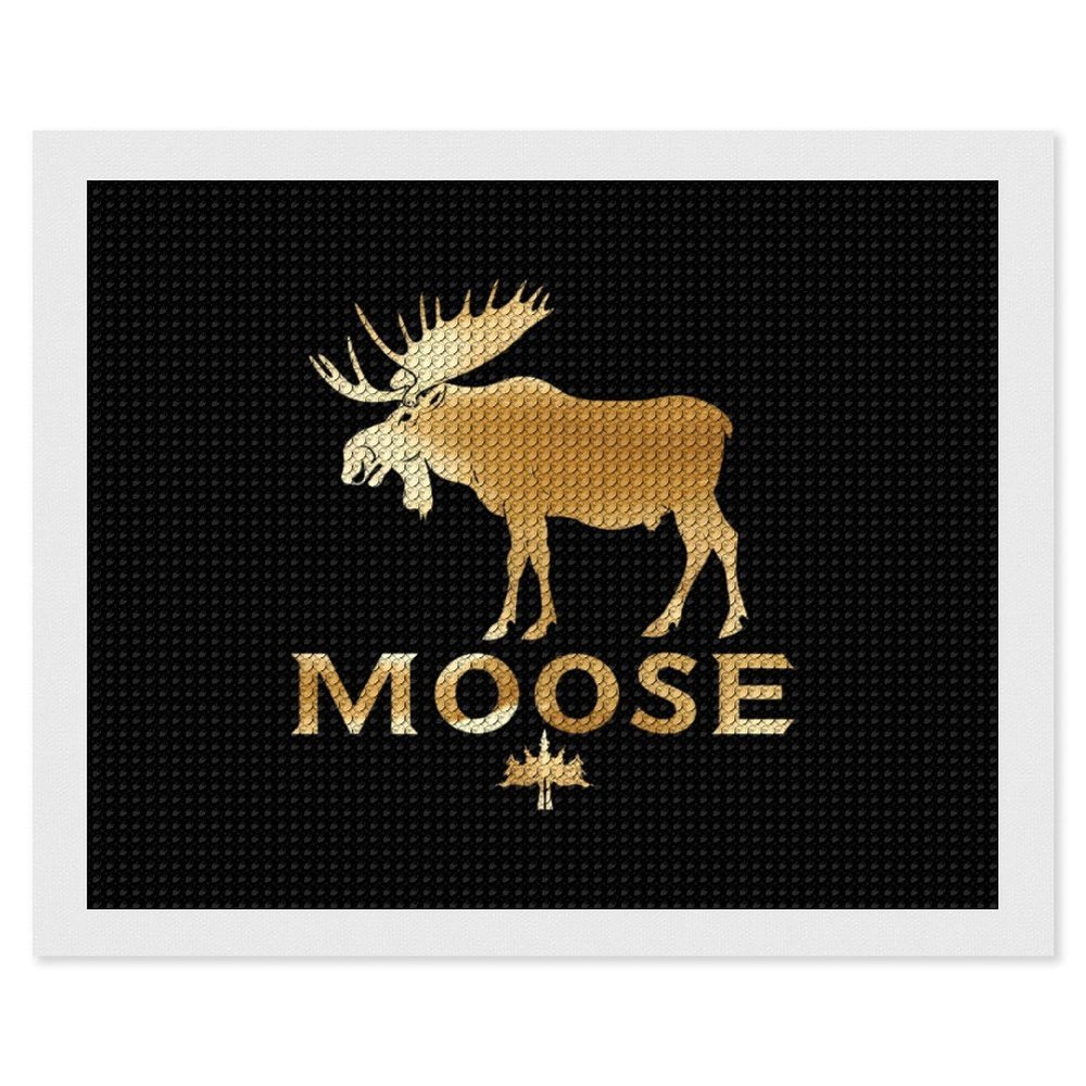 Funny Hunting Graphic Moose Diamond Painting Adults Round Diamonds Pictures Crafts Kits for Home Wall Decoration 16"x20"
