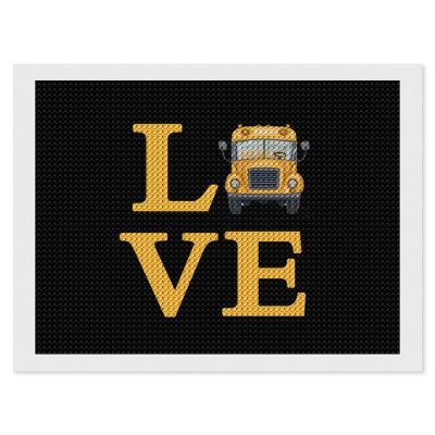 Love School Bus Diamond Painting Adults Round Diamonds Pictures Crafts Kits for Home Wall Decoration 12"x16"