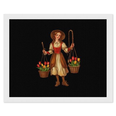 Vintage Traditional National Costume Doll Diamond Painting Adults Round Diamonds Pictures Crafts Kits for Home Wall Decoration 16"x20"