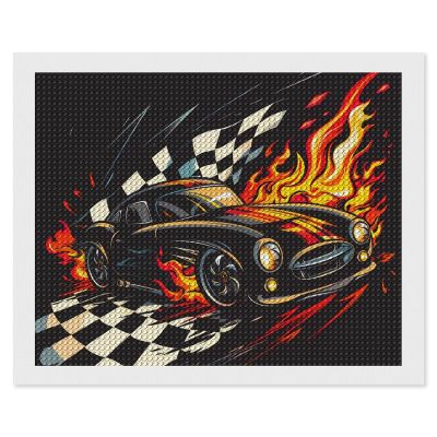Race Sports Car Diamond Painting Adults Round Diamonds Pictures Crafts Kits for Home Wall Decoration 16"x20"
