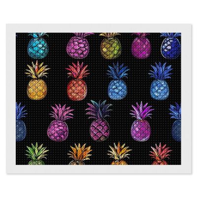 Coloful Pineapple Diamond Painting Adults Round Diamonds Pictures Crafts Kits for Home Wall Decoration 16"x20"