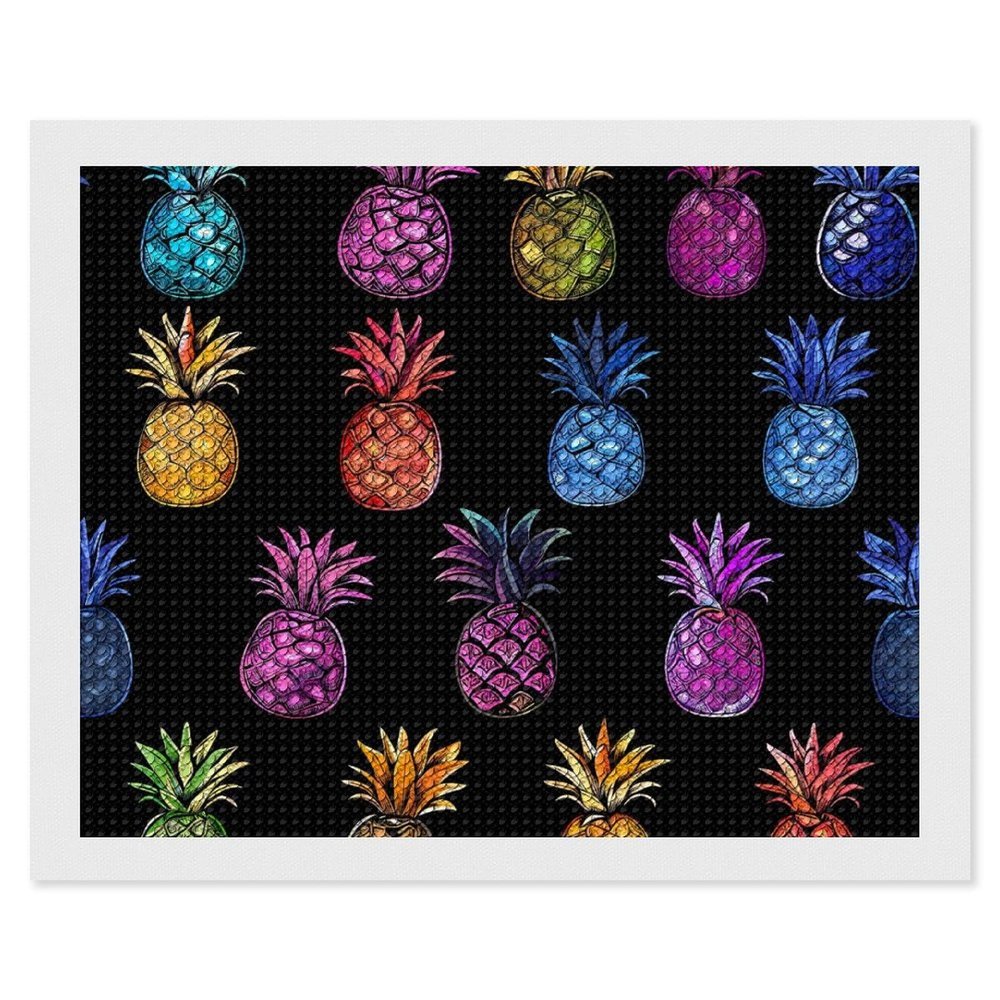 Coloful Pineapple Diamond Painting Adults Round Diamonds Pictures Crafts Kits for Home Wall Decoration 16"x20"