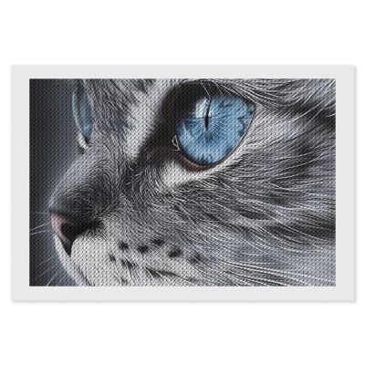 Black and White Cat Diamond Painting Adults Round Diamonds Pictures Crafts Kits for Home Wall Decoration 8"x12"