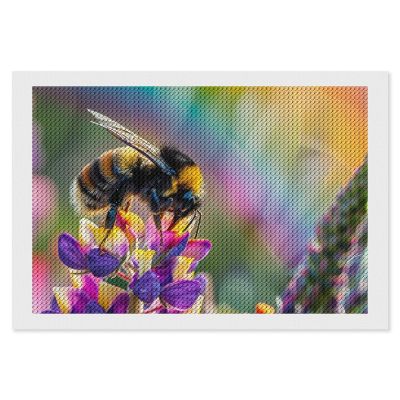 Bee Impressionism Rainbow Diamond Painting Adults Round Diamonds Pictures Crafts Kits for Home Wall Decoration 8"x12"