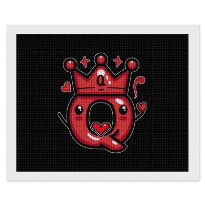 Queen of Hearts Playing Cards Diamond Painting Adults Round Diamonds Pictures Crafts Kits for Home Wall Decoration 16"x20"