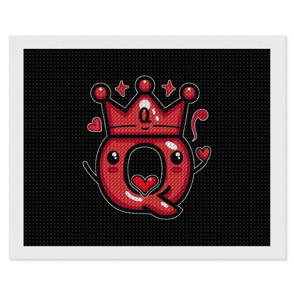 Queen of Hearts Playing Cards Diamond Painting Adults Round Diamonds Pictures Crafts Kits for Home Wall Decoration 16"x20"