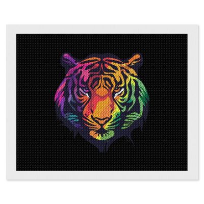 Rainbow Tiger Head Diamond Painting Adults Round Diamonds Pictures Crafts Kits for Home Wall Decoration 16"x20"