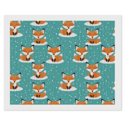 Cute Fox Diamond Painting Adults Round Diamonds Pictures Crafts Kits for Home Wall Decoration 16"x20"