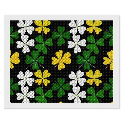 Green Four Leaf Diamond Painting Adults Round Diamonds Pictures Crafts Kits for Home Wall Decoration 16"x20"