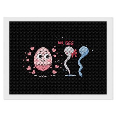 Mr Sperm Meet Ms Egg Diamond Painting Adults Round Diamonds Pictures Crafts Kits for Home Wall Decoration 12"x16"