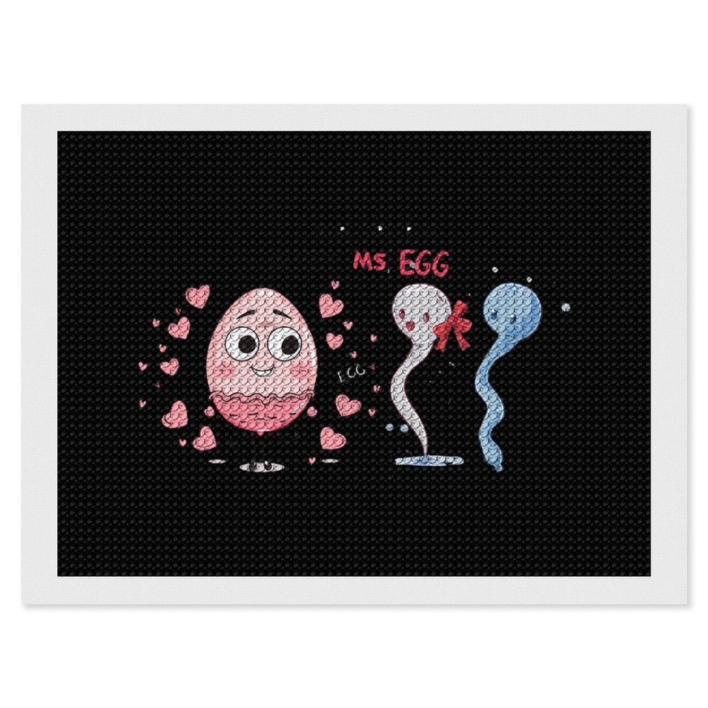 Mr Sperm Meet Ms Egg Diamond Painting Adults Round Diamonds Pictures Crafts Kits for Home Wall Decoration 12"x16"