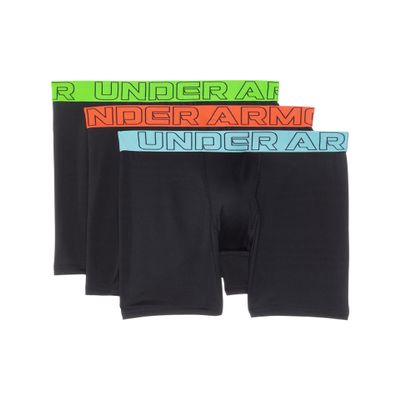 UA PERFORMANCE TECH- SOLID 3PK, BLACK W/ARES RED, YS