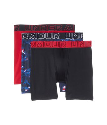 UA PERFORMANCE TECH- PRINTS 3PK, TECH BLUE/RED, YXL