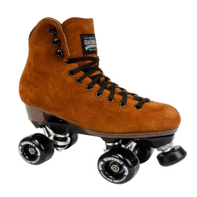 Sure-Grip Boardwalk Unisex Outdoor Roller Skates with Retro Leather Boots and 82A Wheels (Cinnamon Plus, Mens 4 / Womens 5)