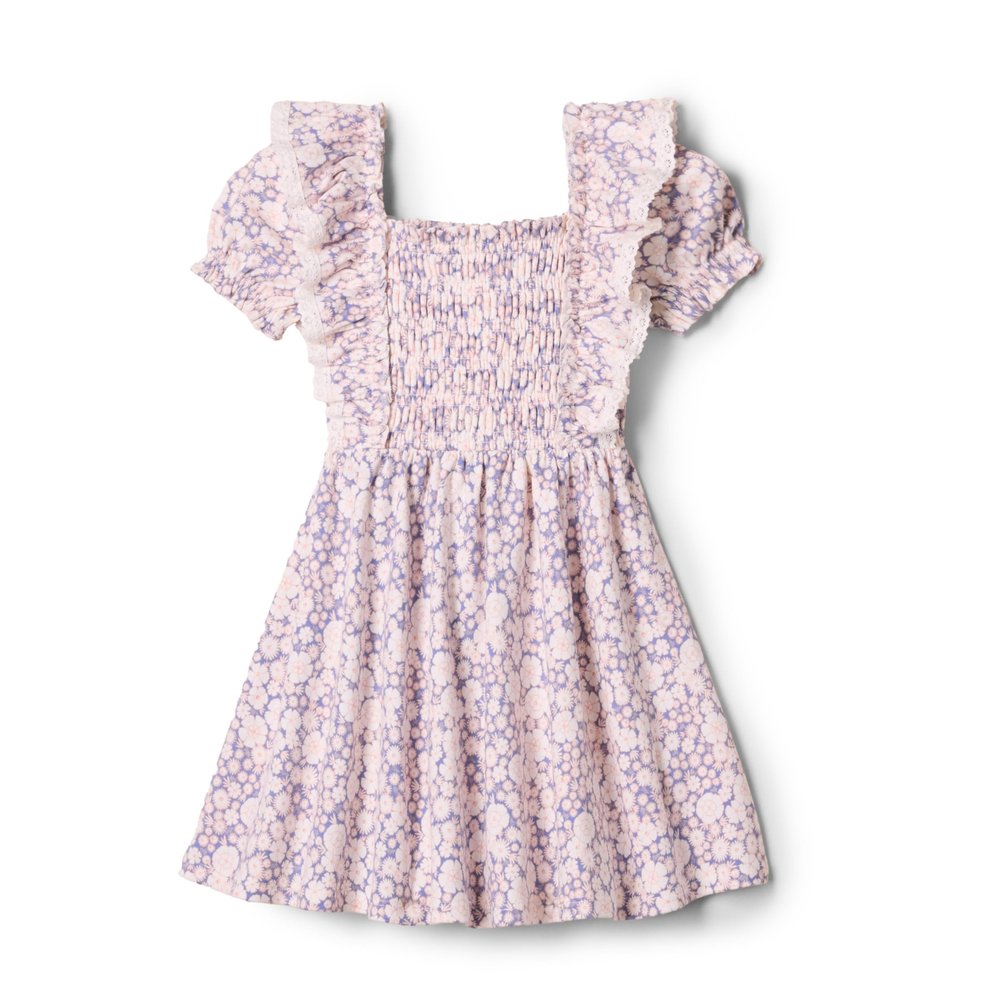 Amazon Essentials x Sofia Grainge Baby Girls' Embroidered Knit Dress, Blue Ivory Delicate Floral, 3-6 Months