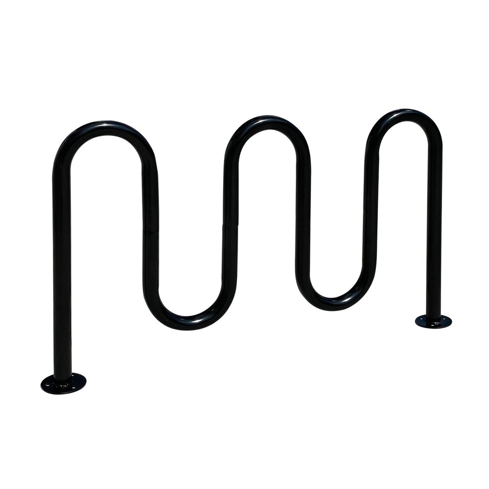 Sandbaggy Commercial Loop Wave Bike Racks - Anti-Theft Design - In Ground, Apartments, Sidewalks, Industrial (2, Black, 5 Loop - 7 Bike Capacity)