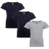 Clementine Big Girls' Everyday Crew Neck Tee Shirt Assorted 3 Pack, Midnight Navy/Midnight Navy/Grey,Small view 1