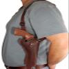 Barsony Brown Leather Cross Harness Vertical Shoulder Holster for COLT Diamondback Right view 2