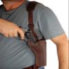 Barsony Brown Leather Cross Harness Vertical Shoulder Holster for COLT Diamondback Right view 3