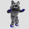 Big Head Grey Boston Scholar Athletes Bulldog Suit Animal Mascot Costume Party Carnival Costumes With Fan Inside the Head