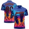 Custom Palm and Sunset Bowling Polo Shirts for Adult Teens, Men Women Hawaiian Beach Golf Shirt, Personalized Casual Button-Down Tennis Shirts Short Sleeve Pullover, Custom Name and Number view 1