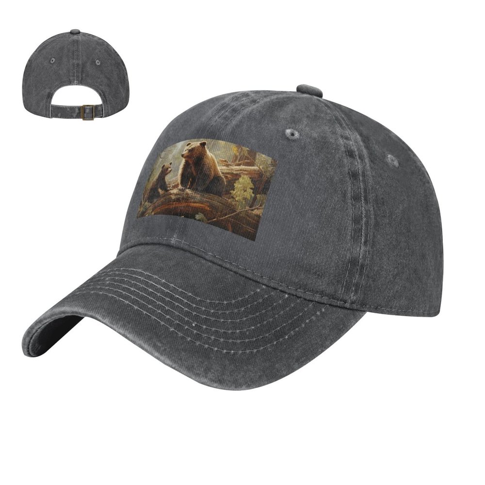 Baseball Cap Cowboy Dad Hat Cute Bears Play in The Tree Hat Golf Baseball Hat for Men Women Adjustable Trucker Hat Deep Heather