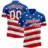 Adult America Patriotic Flag Pride Day Golf Polo Short Sleeve T-Shirt Custom, Moisture Wicking Tennis Polo Casual Bowling Shirts, Personalized Striped Team Jerseys Printed Name Number view 1