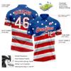 Adult America Patriotic Flag Pride Day Golf Polo Short Sleeve T-Shirt Custom, Moisture Wicking Tennis Polo Casual Bowling Shirts, Personalized Striped Team Jerseys Printed Name Number view 2