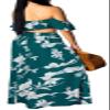 Elegant Green Two Piece Sets Swimwear for Women Party Vacation Floral Tropical Off Shoulder Tube Top Long Split Skirt Beach Cover Ups Dress(Small) view 2