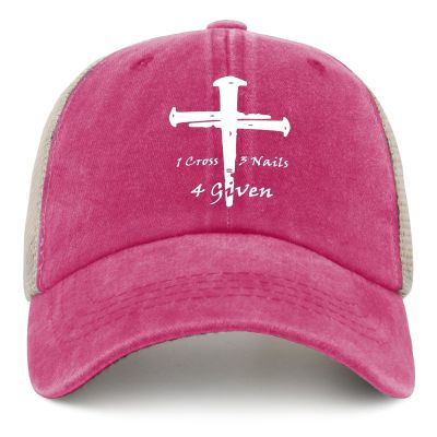 1 Cross 3 Nails 4 Given Hat Men Humor Jesus Christian Country Hats for Womens Trucker Hat Pink Cycling Cap Cute Unique Gifts for Nanny