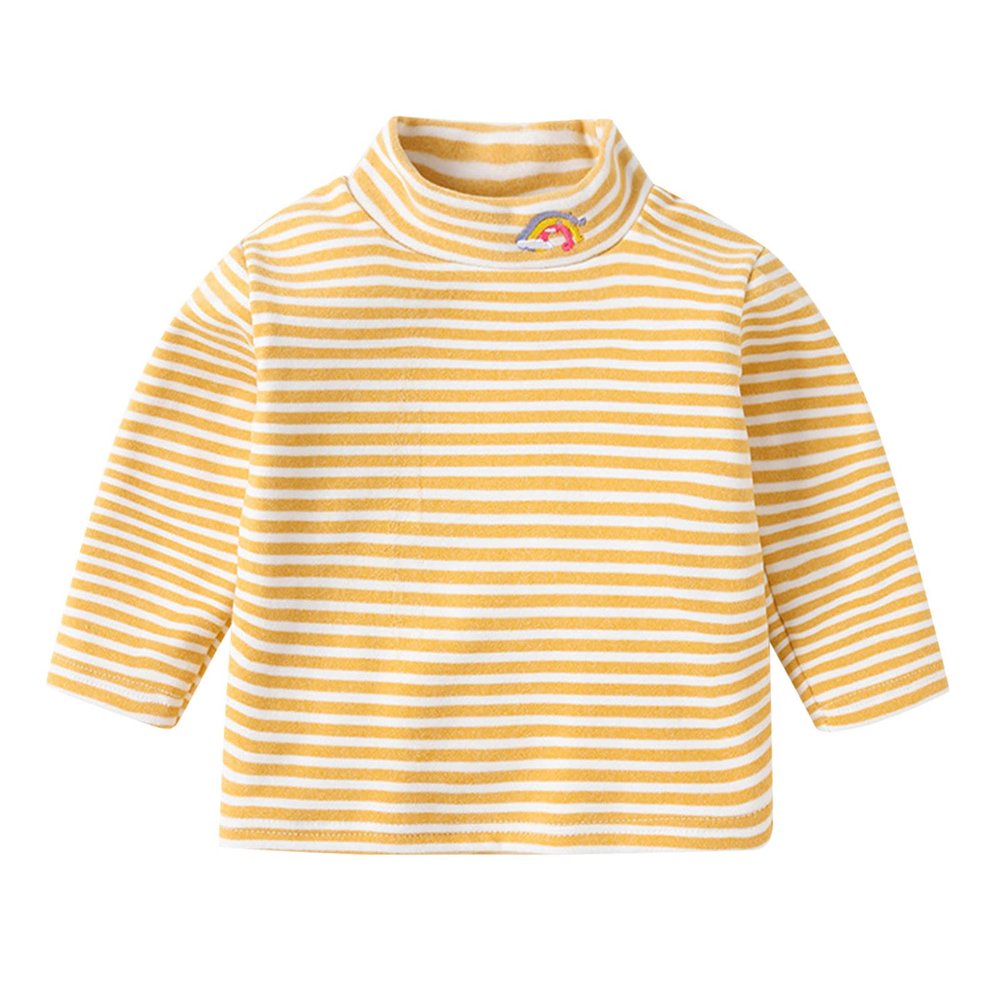 Toddler Baby Girls Boys Striped Long Sleeve Mock Turtleneck Cotton T-Shirt Fall Winter Thermal (Yellow, 3-4 Years)